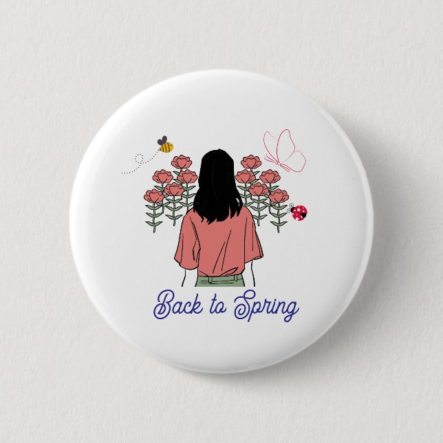Spring Bloom 2 Inch Round Button (Front)