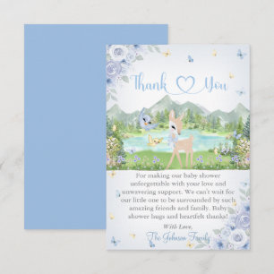 Spring Bloom and Butterflies Deer Baby Shower Thank You Card