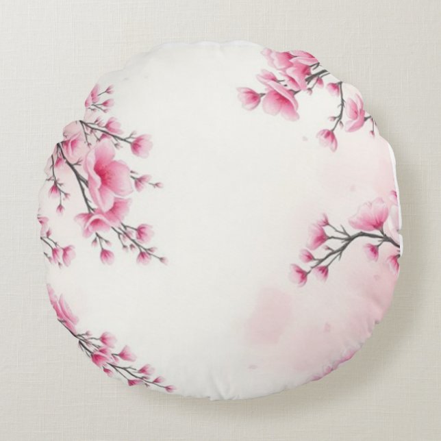 Spring Bloom: Beautiful Floral Design for  Round Pillow (Front)