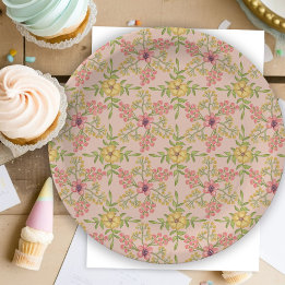 Spring Bloom Floral Pretty Pink Bridal Shower Pink Paper Plate