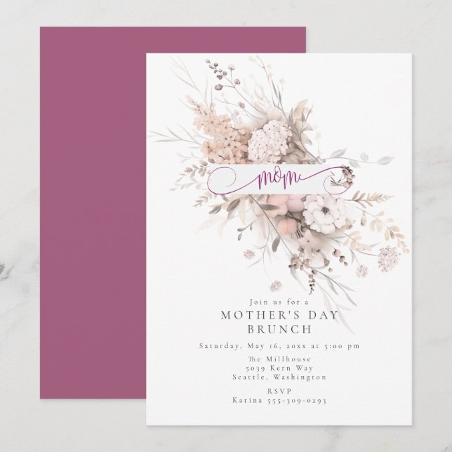 Spring Bloom Mother's Day Brunch Invitation (Front/Back)