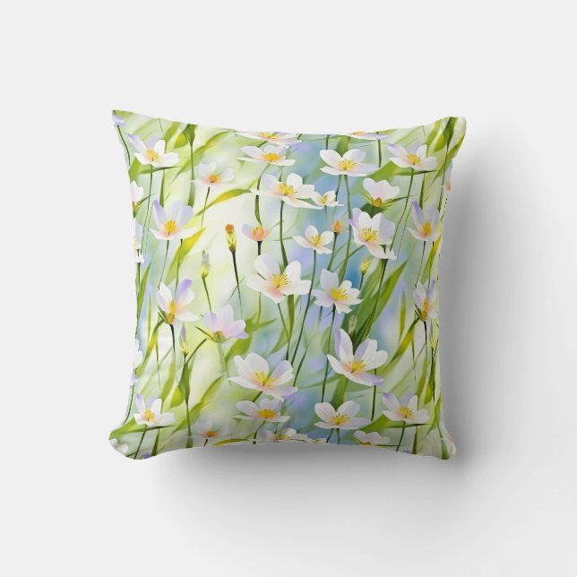 Spring Bloom Soft Floral  Throw Pillow (Front)
