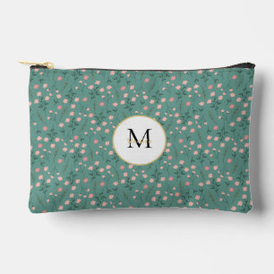 'Spring Bloom', teal & pink floral customized Accessory Pouch