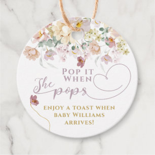 Spring Bloom Wildflower Purple Girl Baby Shower Favour Tags