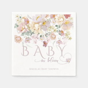 Spring Bloom Wildflower Purple Girl Baby Shower Napkin