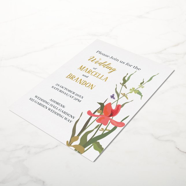 Spring Blooming Tulip Floral Wedding Foil Invitati (Rotated)