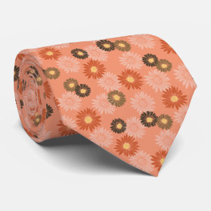 Spring Blooms Daisy Floral Orange Two-sided Tie