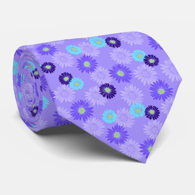 Spring Blooms Daisy Floral Orchid Two-sided Tie (Rolled)