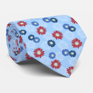 Spring Blooms Daisy Floral Sky Blue Two-sided Tie