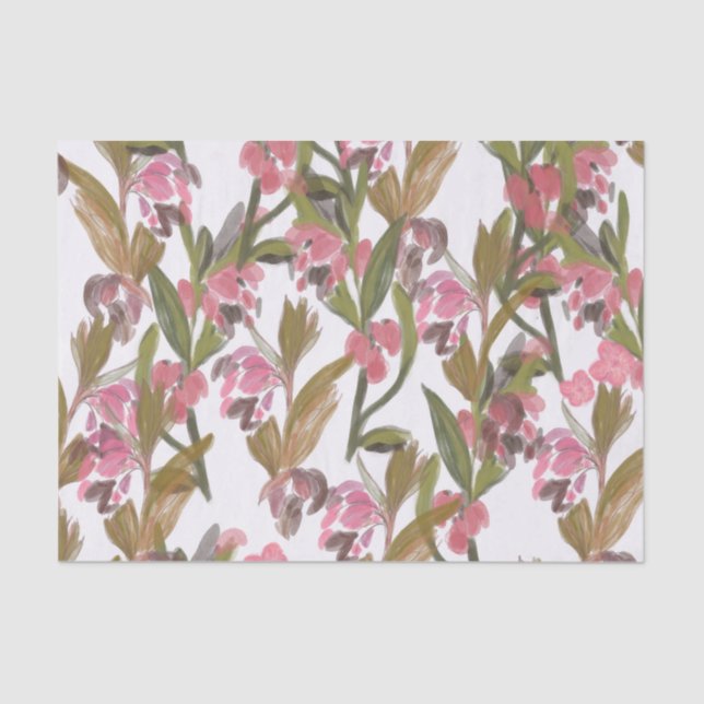 Spring Blooms Floral Design in Pink, Olive Green Tissue Paper (Front)