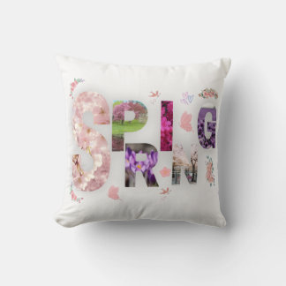 Spring Blooms Floral Typography Throw Pillow