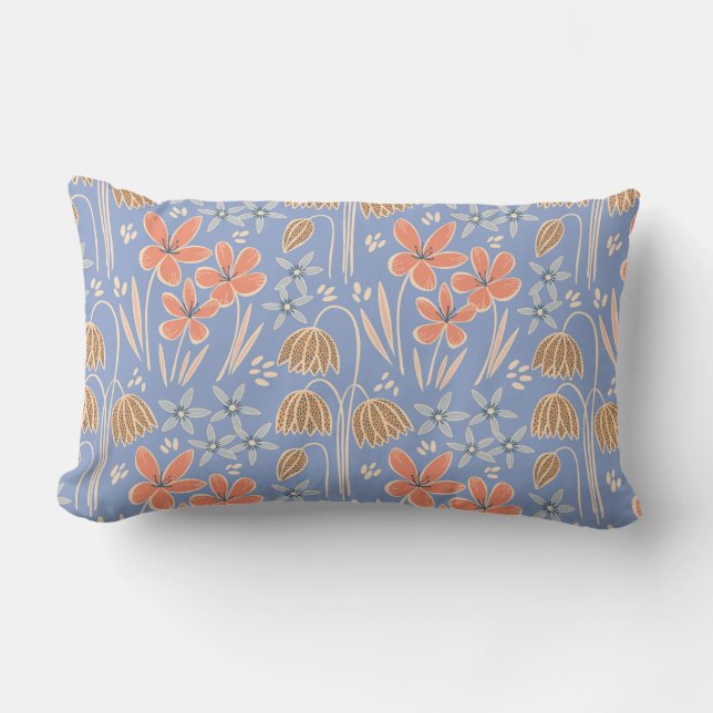 Spring Blooms Periwinkle Lumbar Pillow (Front)