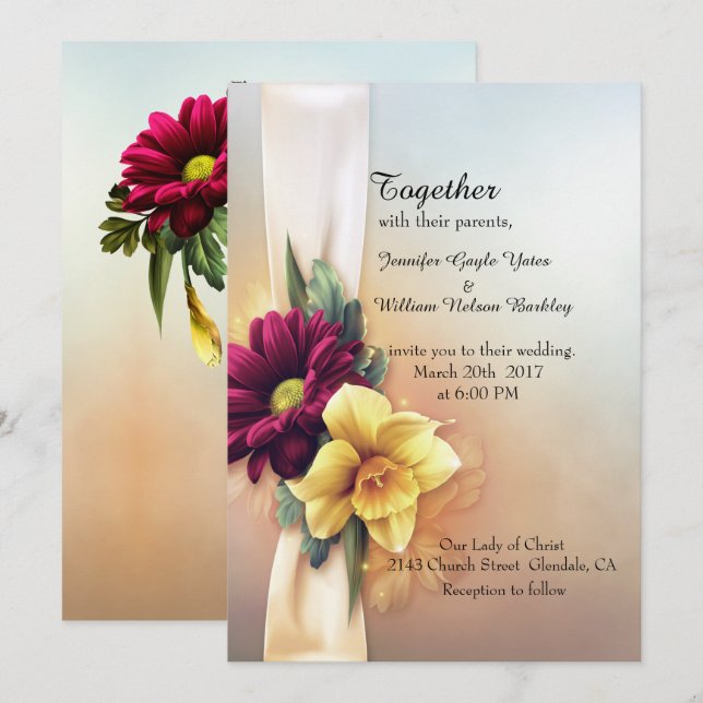 Spring Blooms Wedding Invitation (Front/Back)