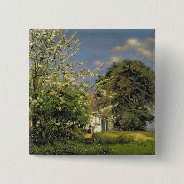 Spring Blossom, 1908 2 Inch Square Button (Front)
