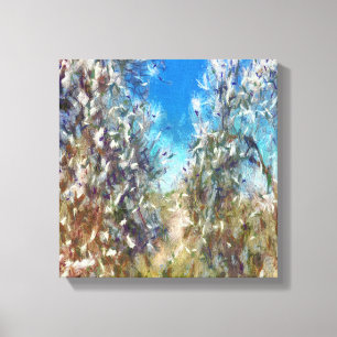 Spring Blossom Almond Tree Pointillism Artwork Canvas Print