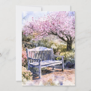 Spring Blossom Bench Watercolor Announcement