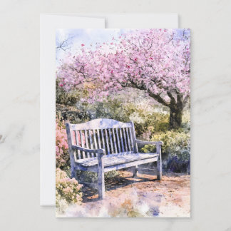 Spring Blossom Bench Watercolor Announcement