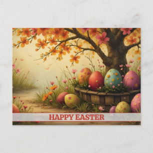 Spring Blossom Magic with Easter Egg Splendour Holiday Postcard