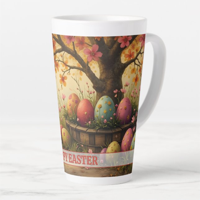 Spring Blossom Magic with Easter Egg Splendour Latte Mug (Right Angle)