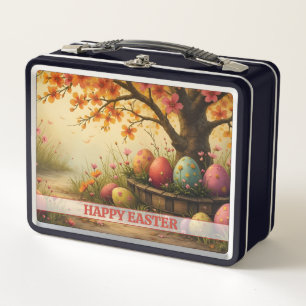 Spring Blossom Magic with Easter Egg Splendour Metal Lunch Box