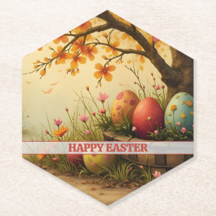 Spring Blossom Magic with Easter Egg Splendour Paper Coaster