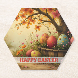 Spring Blossom Magic with Easter Egg Splendour Paper Coaster