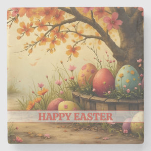 Spring Blossom Magic with Easter Egg Splendour Stone Coaster