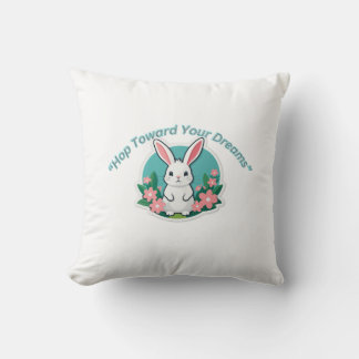 Spring Blossom Minimal Rabbit Throw Pillow