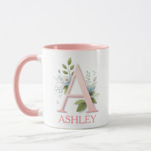 Spring Blossom Personalized letter A - Custom Name Mug