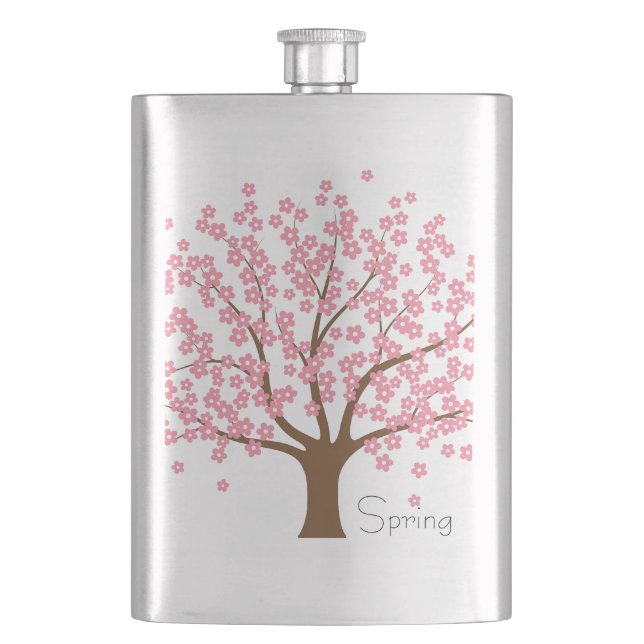 Spring Blossom Tree Hip Flask (Front)