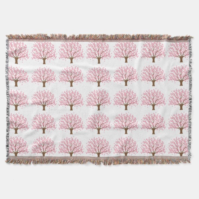 Spring Blossom Tree Throw Blanket (Front)