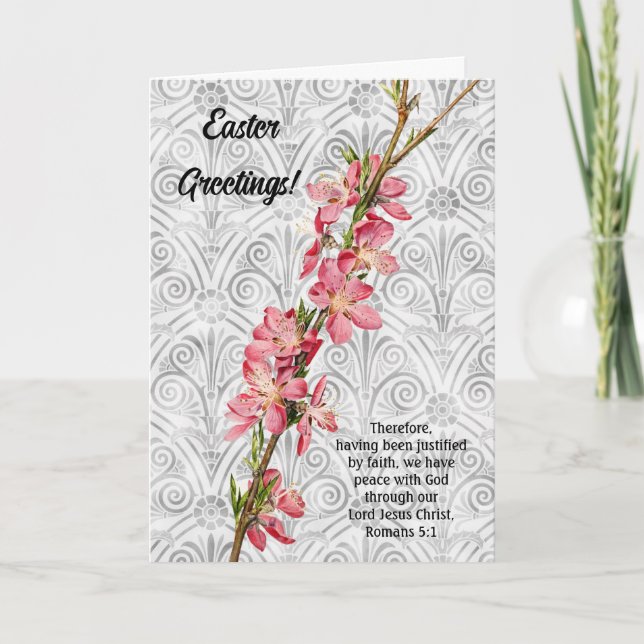 Spring Blossom Vintage Style Faith Easter Card (Front)