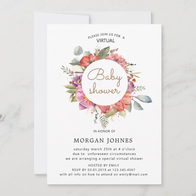 spring blossom Virtual Baby Shower Invitation (Front)