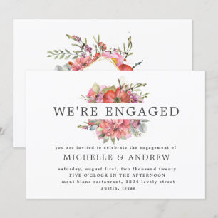 spring blossom wreath engagement invitation