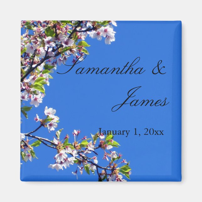 Spring Blossoms and Sky Personal Wedding Magnet (Front)