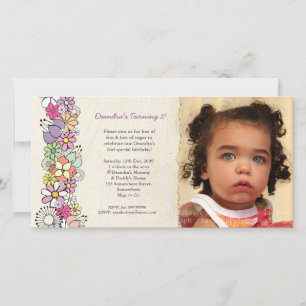 Spring Blossoms Baby Girls 2nd Birthday Invite