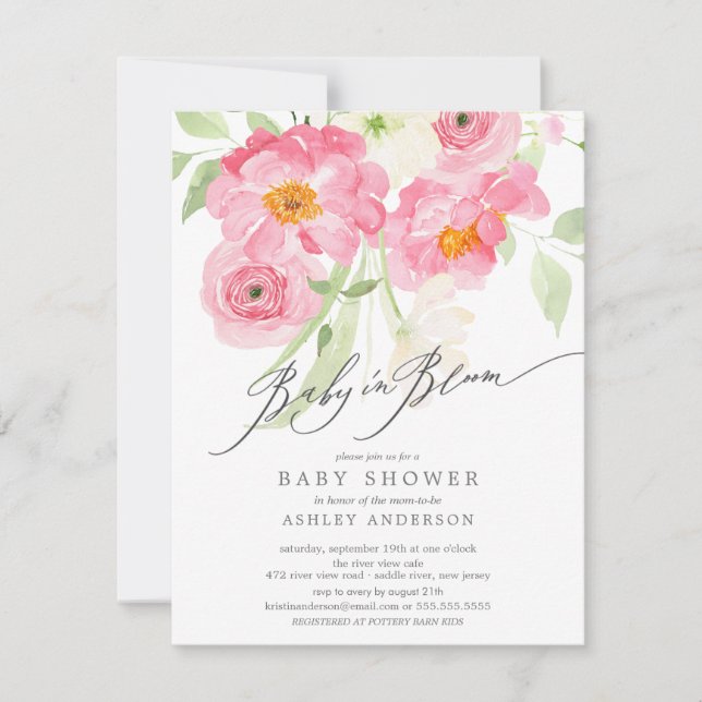 Spring Blossoms Baby In Bloom Invitation (Front)