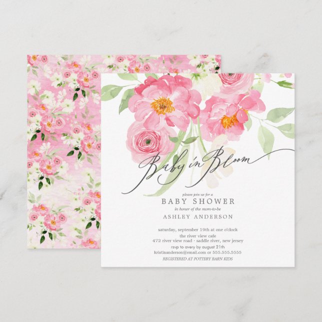 Spring Blossoms Baby In Bloom Invitation (Front/Back)