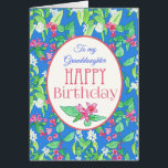 Spring Blossoms Birthday Card for Granddaughter<br><div class="desc">A pretty floral Birthday Card for a Granddaughter,  with a pattern of Mock Orange and Weigela on a bright blue background. The design is from a hand-painted watercolour and the lettering is in deep pink and you can customize the inside message.</div>