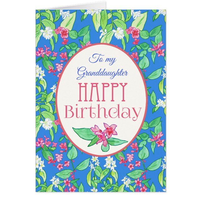 Spring Blossoms Birthday Card for Granddaughter (Front)