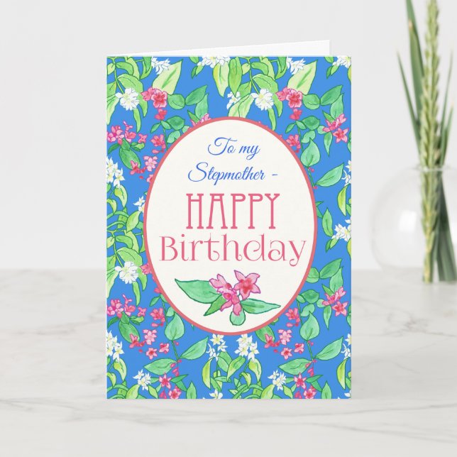 Spring Blossoms Birthday Card for Stepmother (Front)