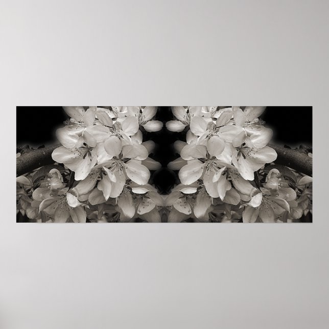 Spring Blossoms Black And White Mirror Abstract Poster (Front)