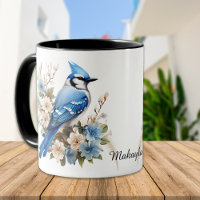 Spring Blossoms Blue Jay Bird