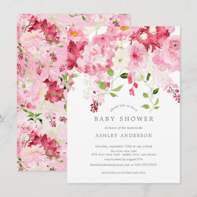 Spring Blossoms Floral Baby Shower Invitation (Front/Back)