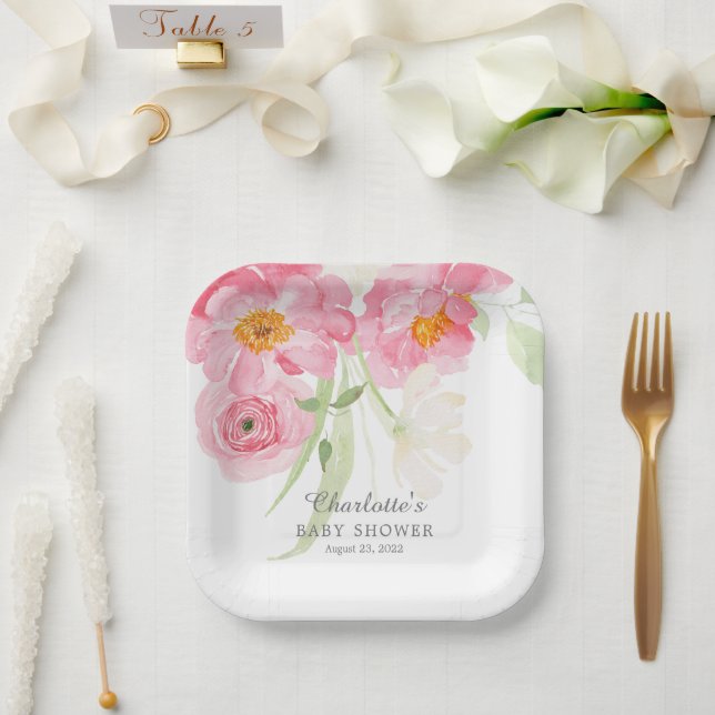 Spring Blossoms Floral Baby Shower Paper Plates (Wedding)
