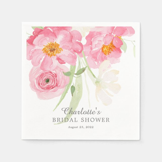 Spring Blossoms Floral Bridal Shower Napkins (Front)