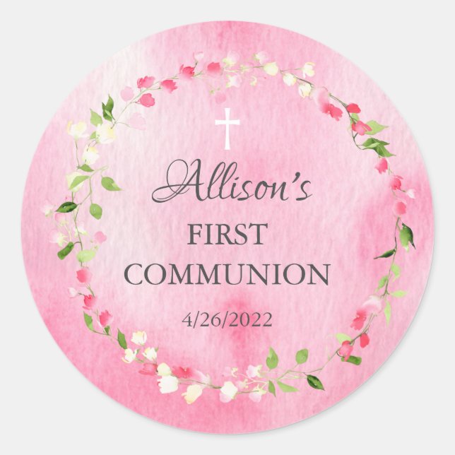 Spring Blossoms Floral Communion Classic Round Sti Classic Round Sticker (Front)