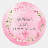 Spring Blossoms Floral Communion Classic Round Sti