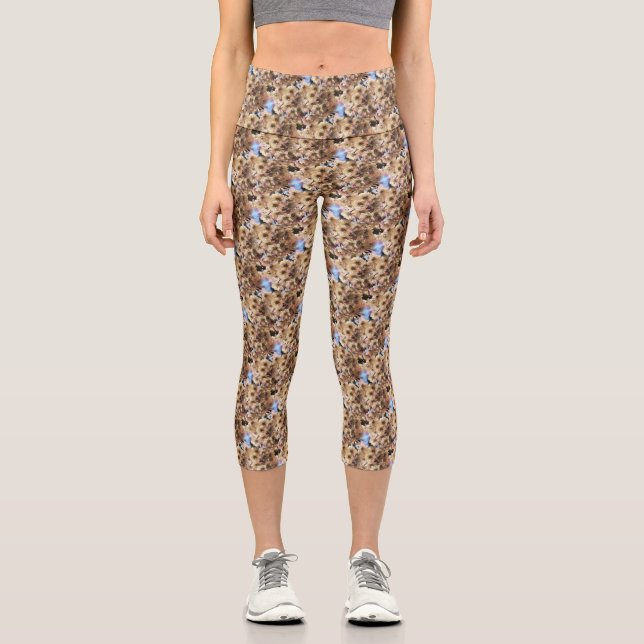 Spring Blossoms Flower Art Nature Pattern  Capri Leggings (Front)