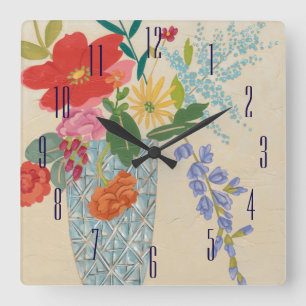 Spring Blossoms II Square Wall Clock